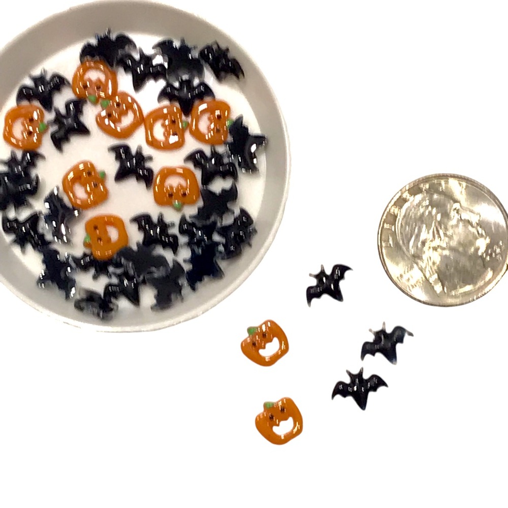 🆕 Goth Punk Bat & Pumpkin Flat Back Nail Charms